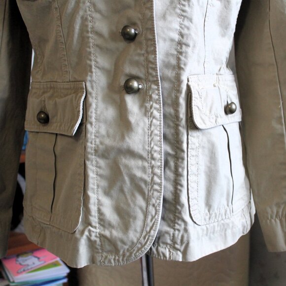 Vintage Banana Republic Khaki Safari Utility Military Jacket, Size 6 - Picture 5 of 9